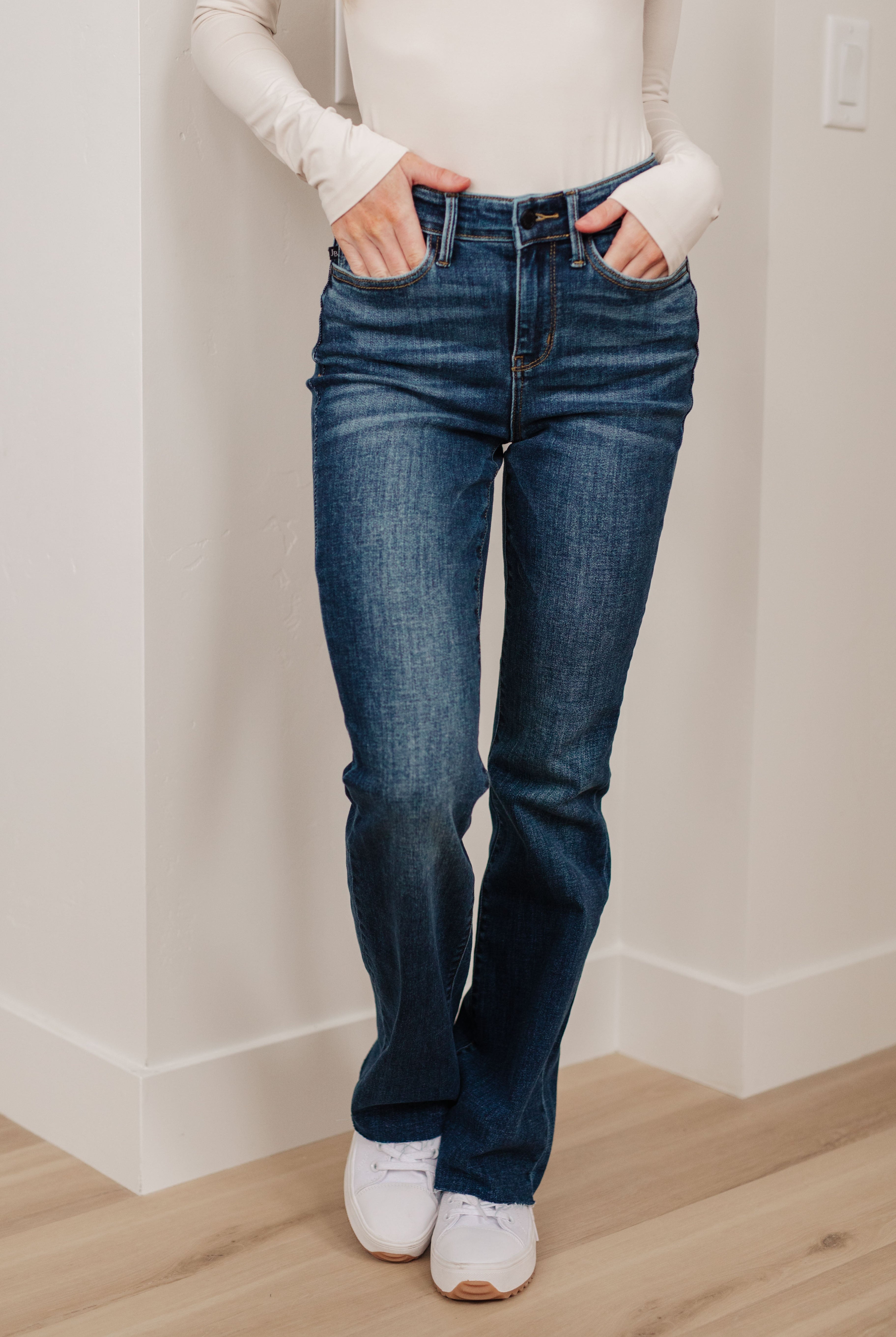 Josephine Mid Rise Raw Hem Bootcut Jeans-Jeans- Simply Simpson's Boutique is a Women's Online Fashion Boutique Located in Jupiter, Florida