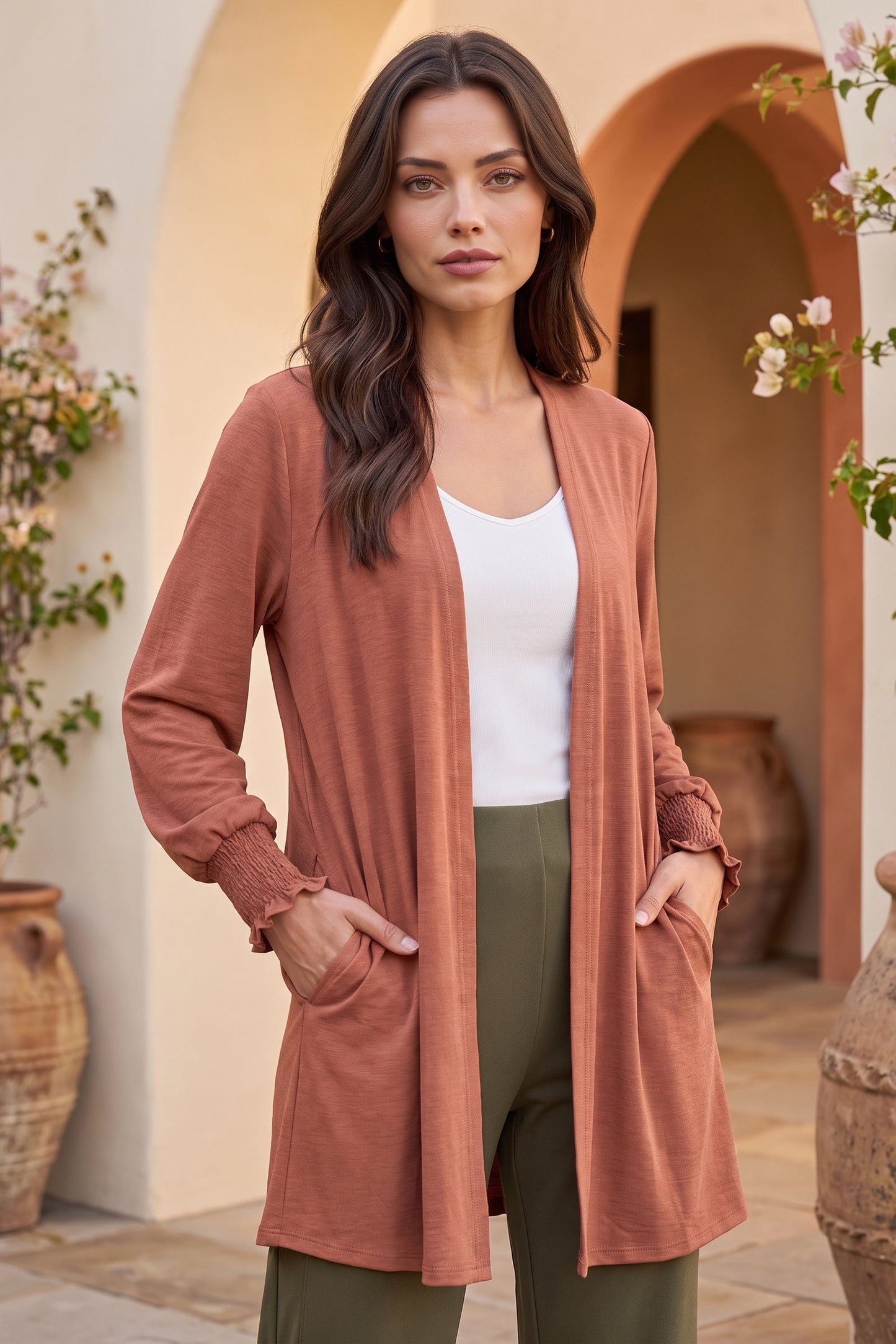 Dear Scarlett Smocked Sleeve Lizzy Cardigan