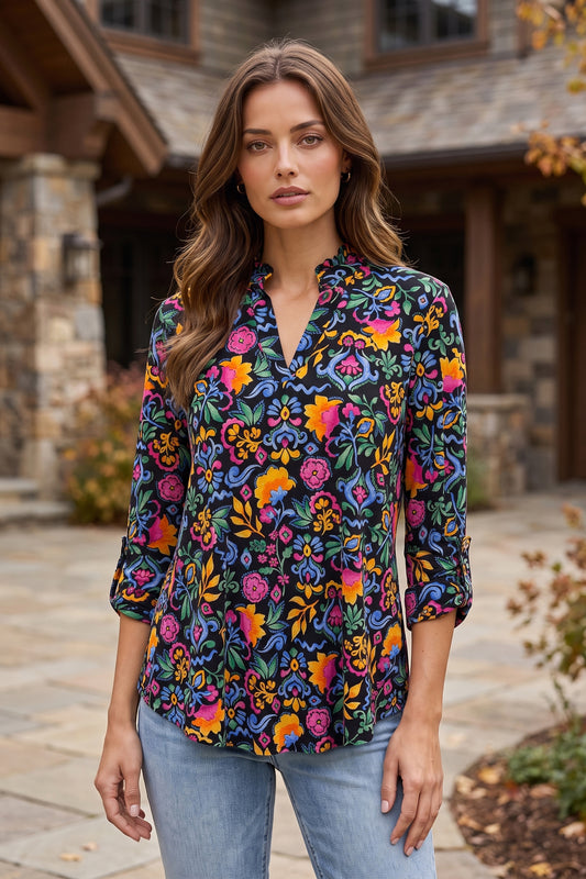 Dear Scarlett Midnight Fiesta Lizzy-110 Long Sleeves- Simply Simpson's Boutique is a Women's Online Fashion Boutique Located in Jupiter, Florida