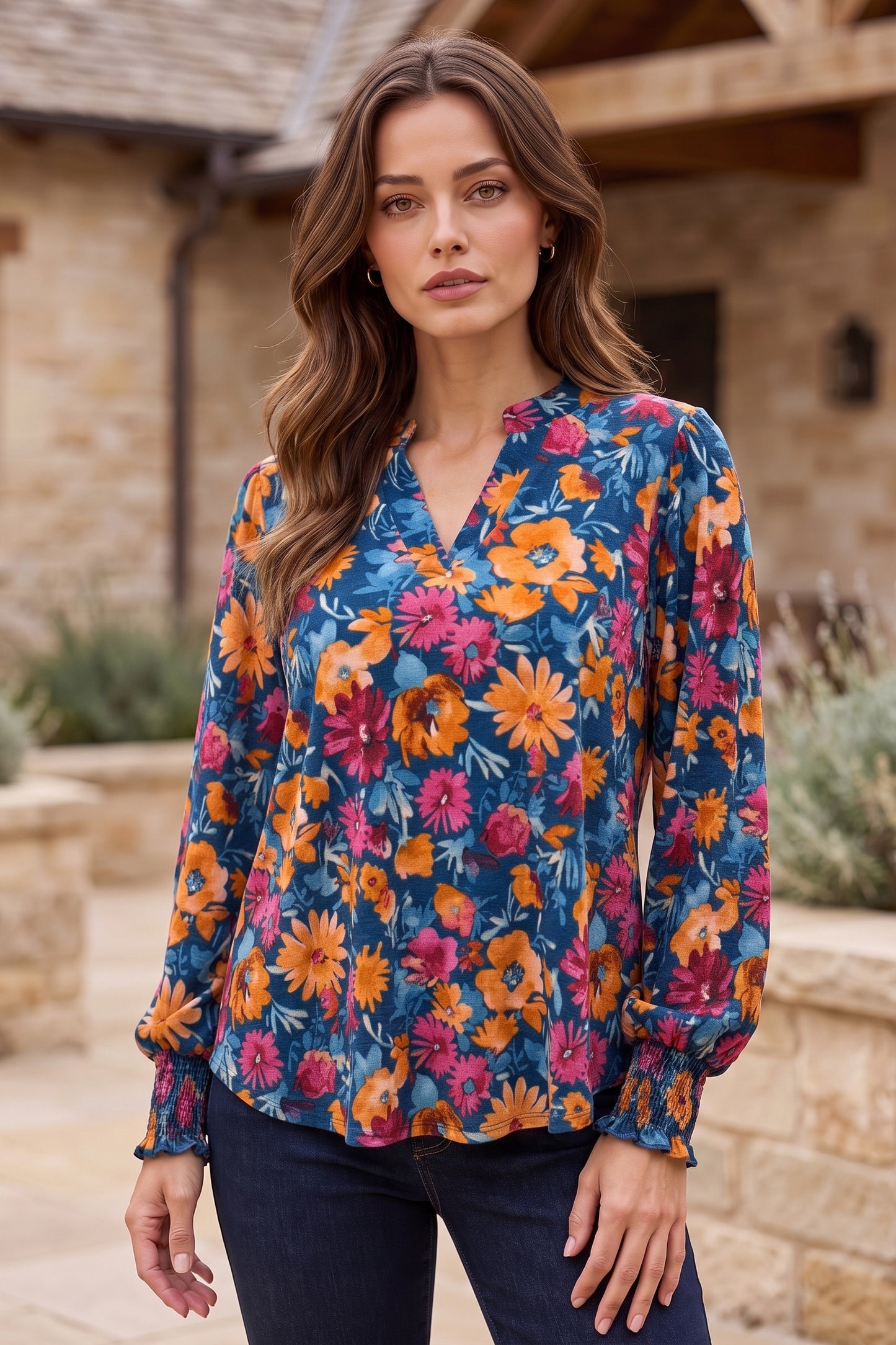 Dear Scarlett Harvest Blooms Smocked Sleeve Lizzy