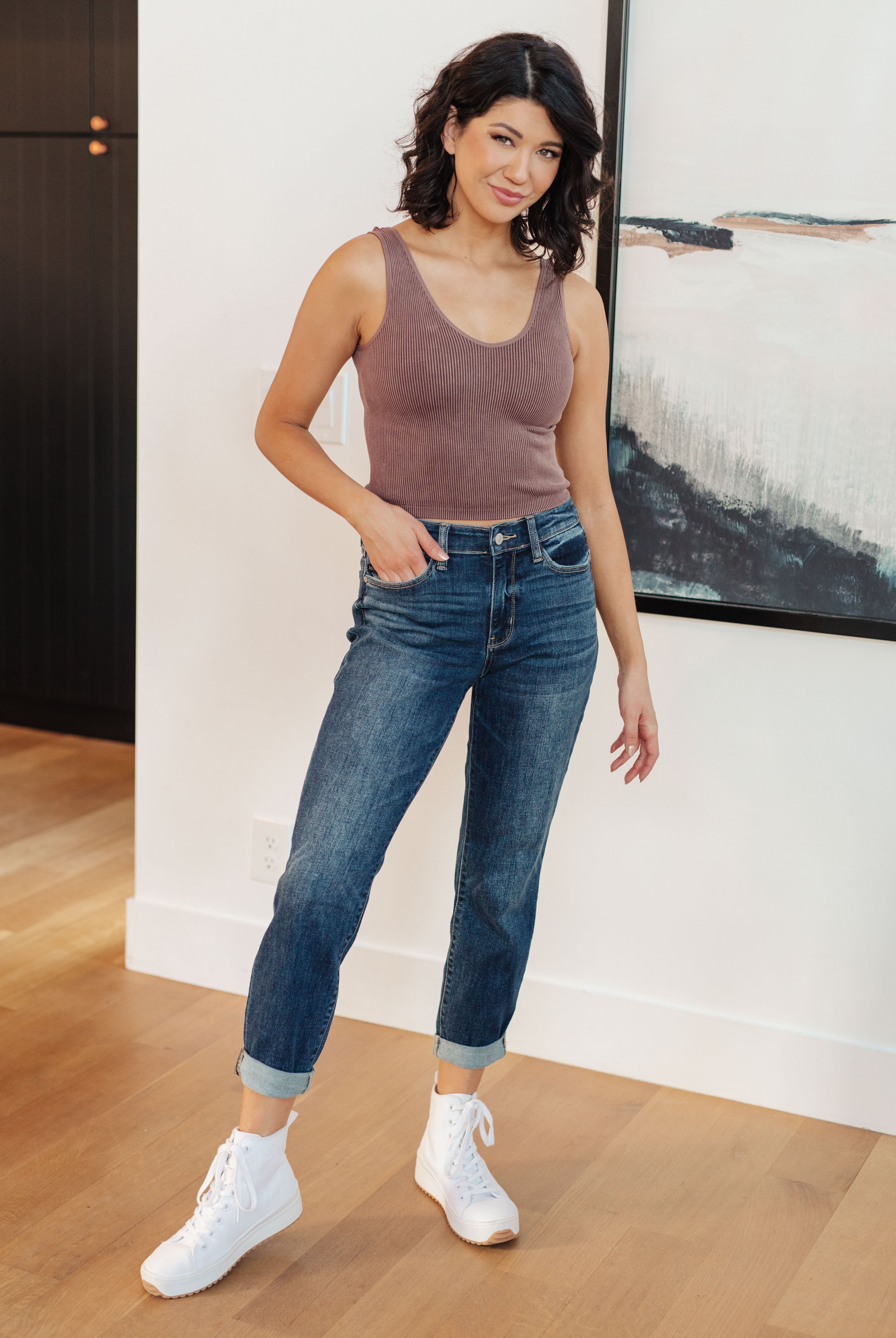 London Midrise Cuffed Boyfriend Jeans-Jeans- Simply Simpson's Boutique is a Women's Online Fashion Boutique Located in Jupiter, Florida