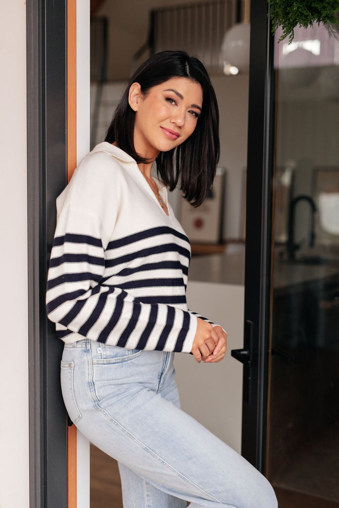 Memorable Moments Striped Sweater in White-Shirts & Tops- Simply Simpson's Boutique is a Women's Online Fashion Boutique Located in Jupiter, Florida