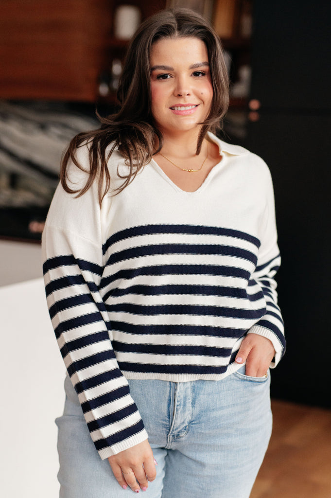Memorable Moments Striped Sweater in White-Shirts & Tops- Simply Simpson's Boutique is a Women's Online Fashion Boutique Located in Jupiter, Florida