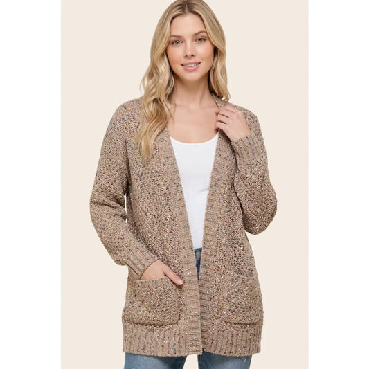 Mocha Confetti Comfort Cardigan-170 Cardigans- Simply Simpson's Boutique is a Women's Online Fashion Boutique Located in Jupiter, Florida