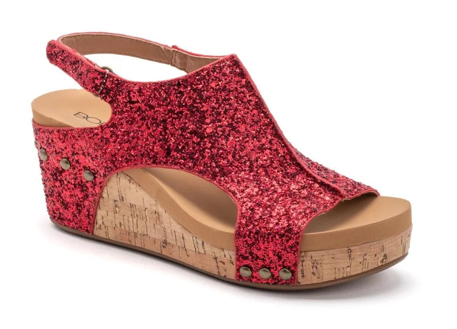 Corky’s Red Glitter Carley Wedge-260 Shoes- Simply Simpson's Boutique is a Women's Online Fashion Boutique Located in Jupiter, Florida