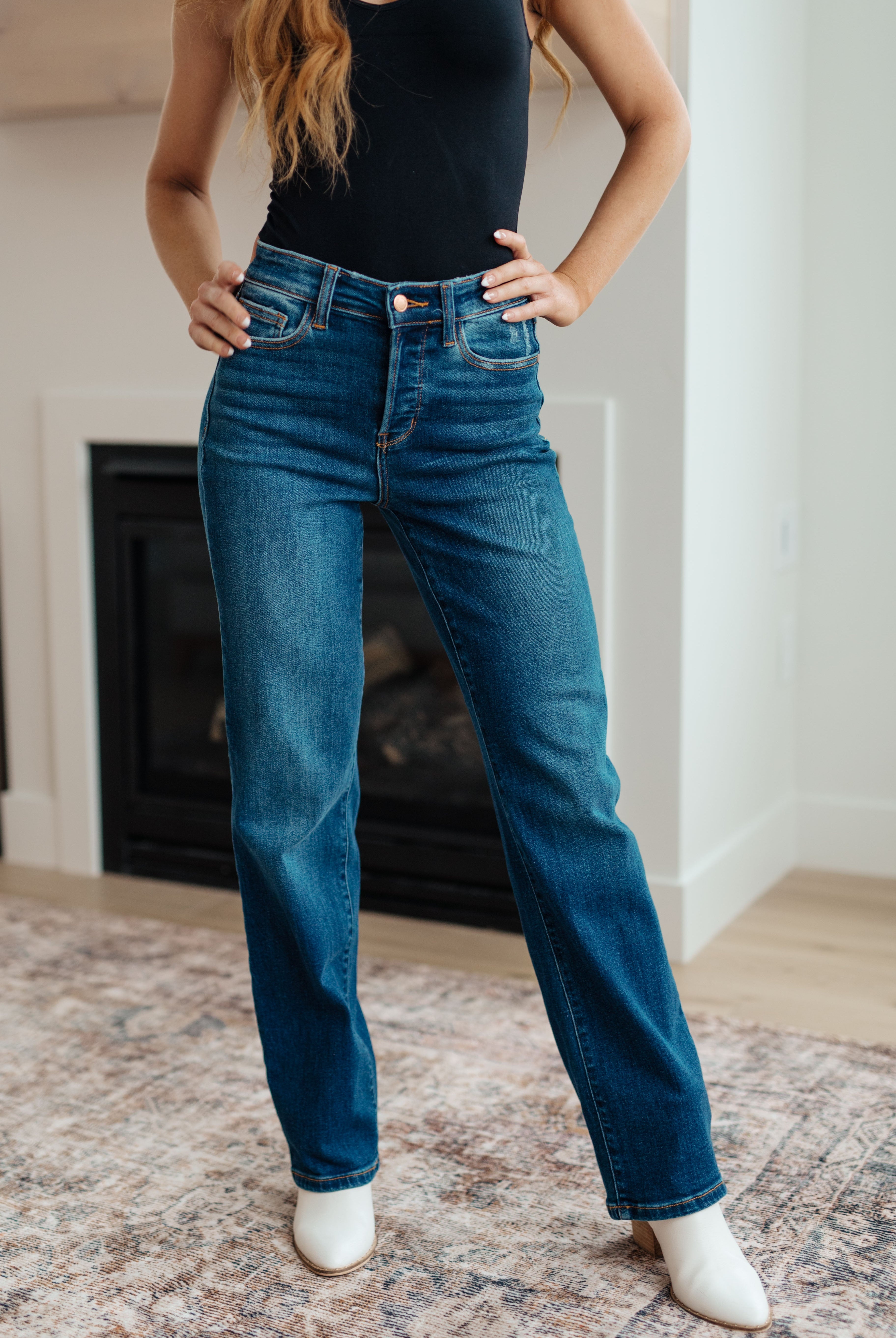 Pippa High Rise Button Fly Straight Jeans-Pants- Simply Simpson's Boutique is a Women's Online Fashion Boutique Located in Jupiter, Florida