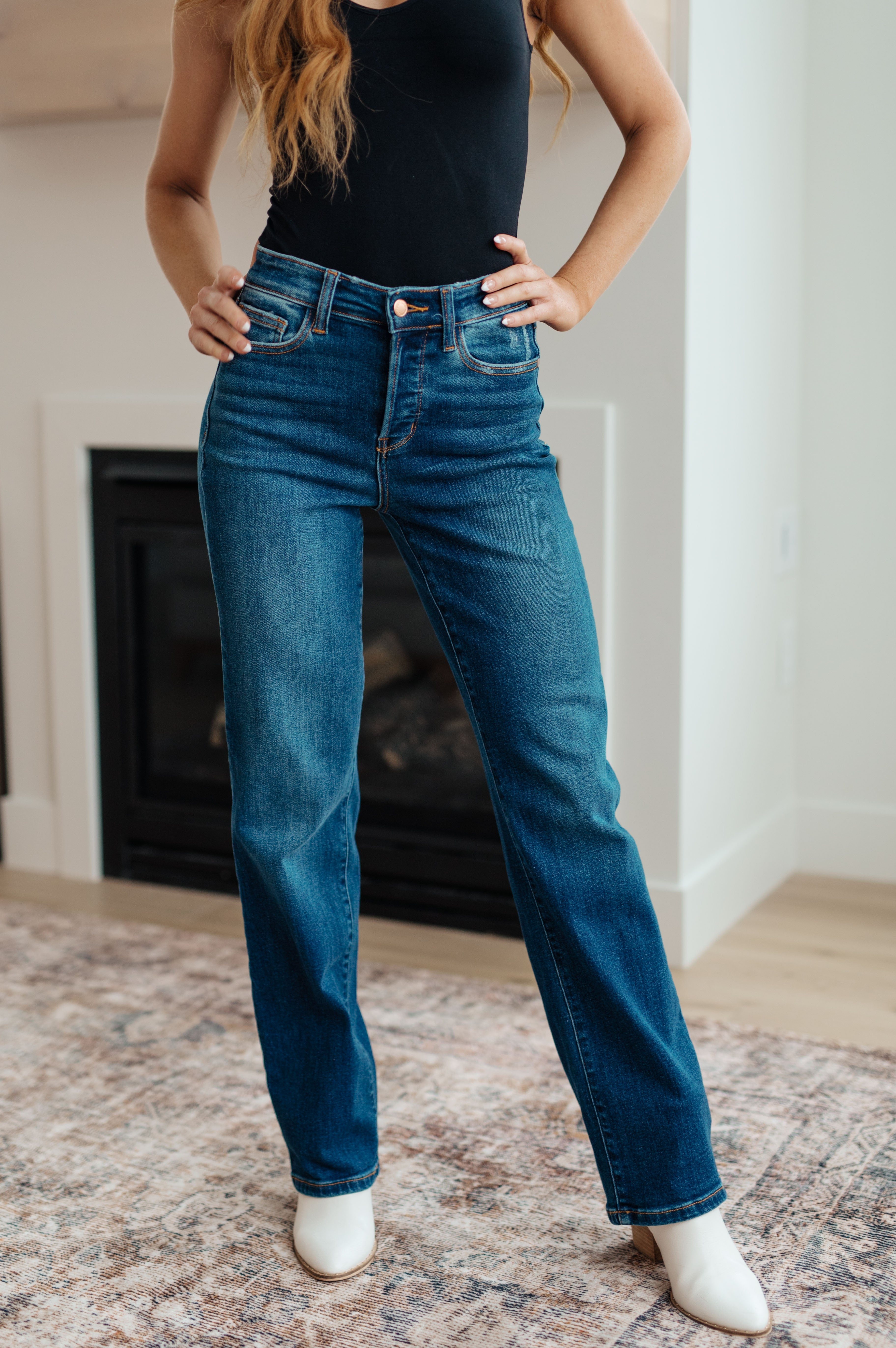 Pippa High Rise Button Fly Straight Jeans-Pants- Simply Simpson's Boutique is a Women's Online Fashion Boutique Located in Jupiter, Florida