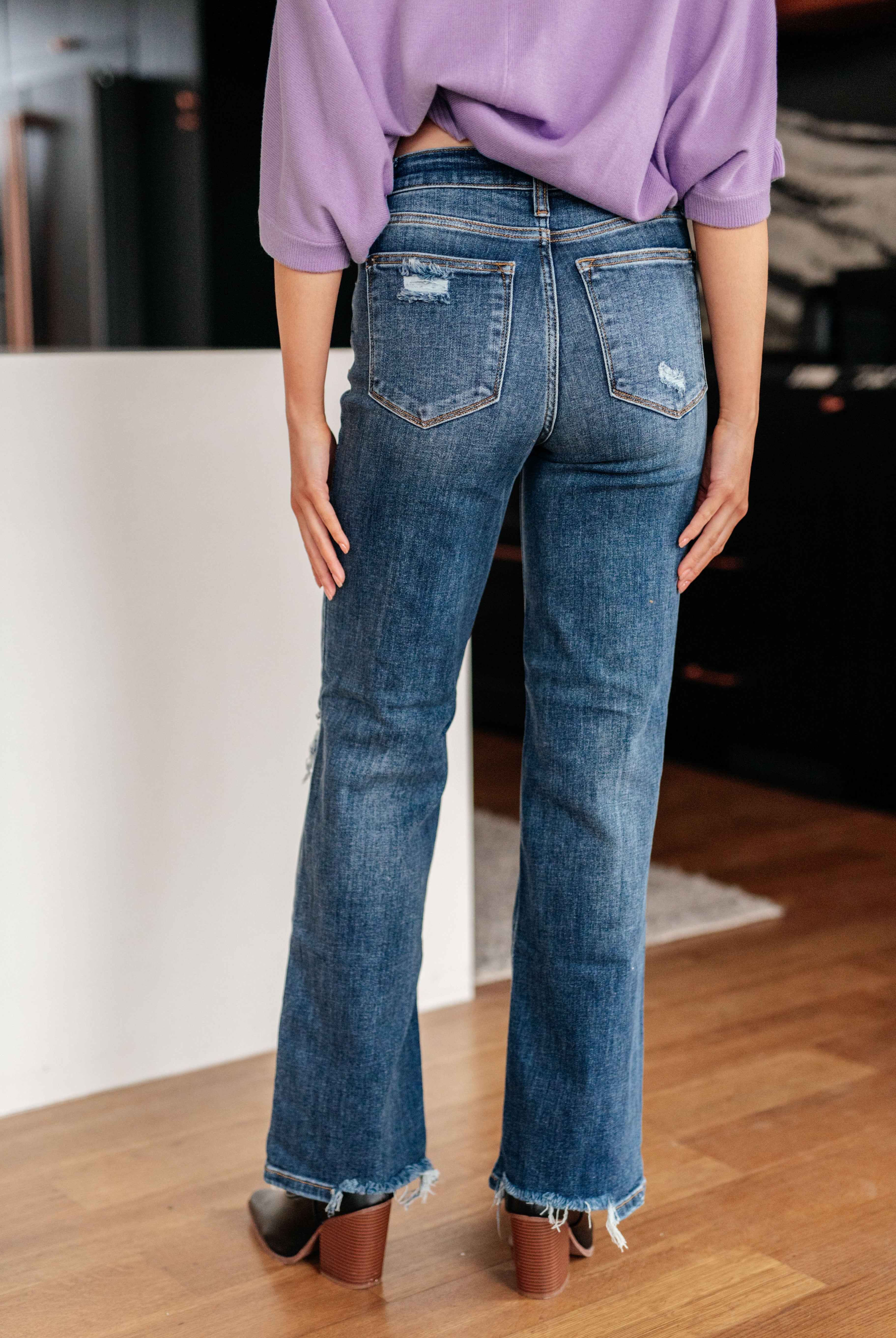 Rose High Rise 90's Straight Jeans in Dark Wash-Shirts & Tops- Simply Simpson's Boutique is a Women's Online Fashion Boutique Located in Jupiter, Florida