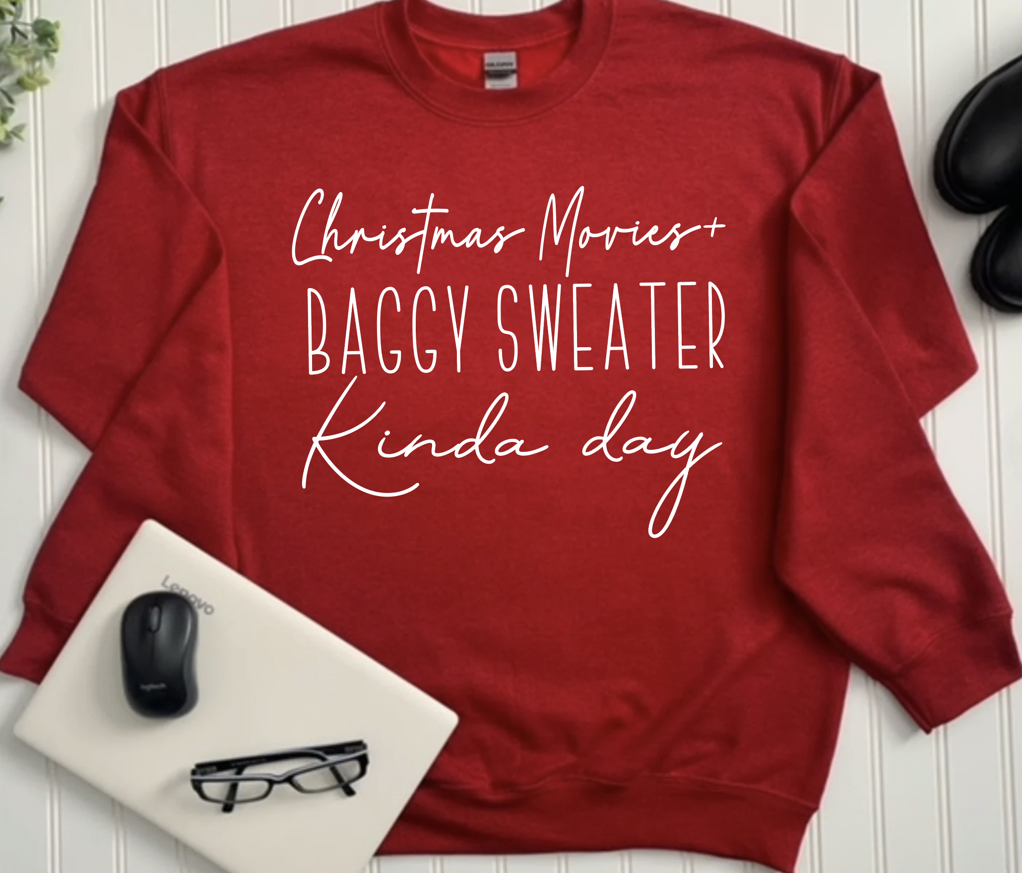 Christmas Movies + Baggy Sweater Kinda Day-Graphic Tee- Simply Simpson's Boutique is a Women's Online Fashion Boutique Located in Jupiter, Florida