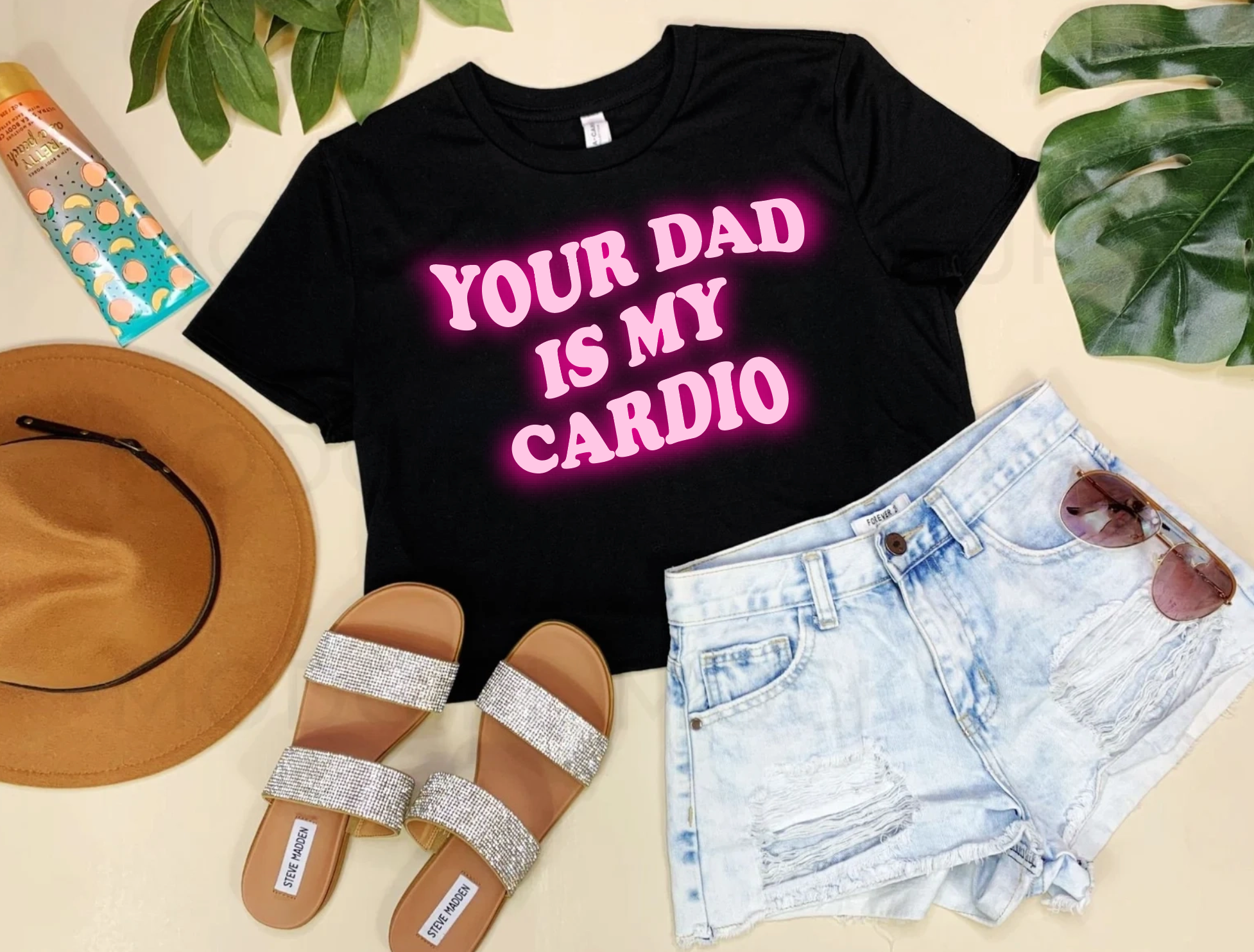 YOUR DAD IS MY CARDIO CROPPED (PINK INK)-Graphic Tee- Simply Simpson's Boutique is a Women's Online Fashion Boutique Located in Jupiter, Florida