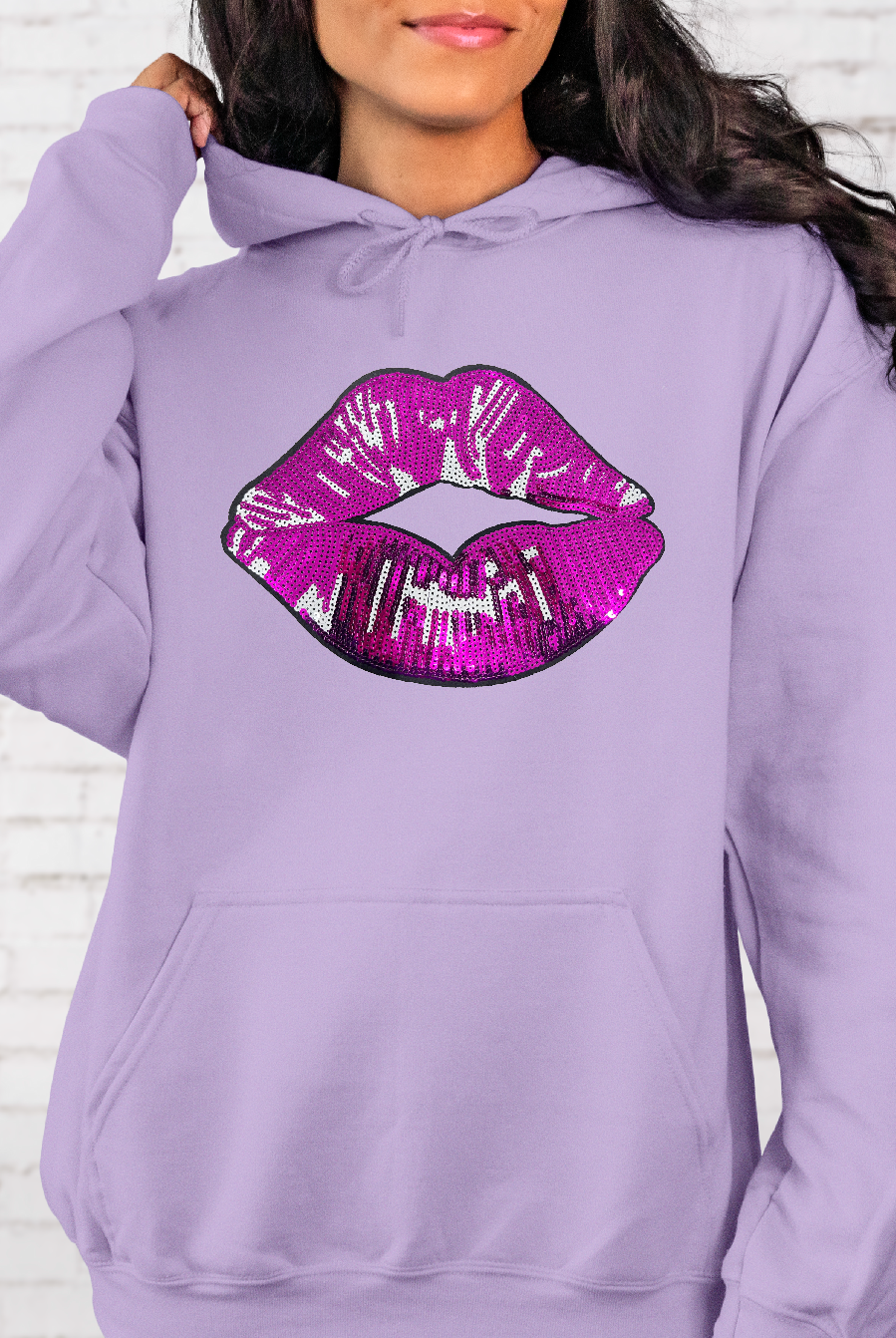 Sequins Patches LIPS 💋(Orchid)-Graphic Tee- Simply Simpson's Boutique is a Women's Online Fashion Boutique Located in Jupiter, Florida