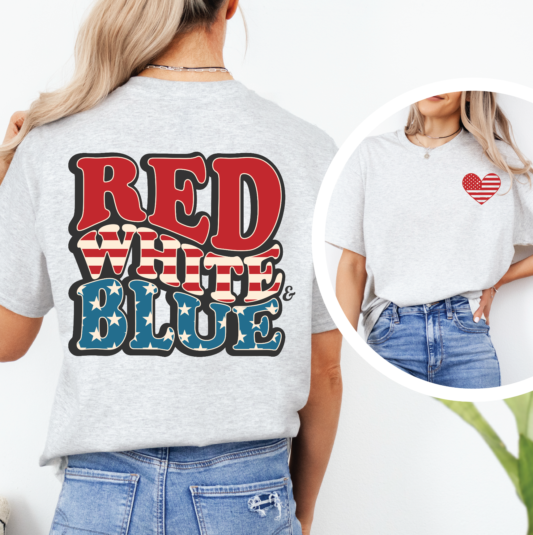 RED, WHITE & BLUE w/pocket Heart- Simply Simpson's Boutique is a Women's Online Fashion Boutique Located in Jupiter, Florida