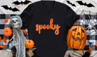 SPOOKY Sequins Patch V-NECK-Graphic Tee- Simply Simpson's Boutique is a Women's Online Fashion Boutique Located in Jupiter, Florida