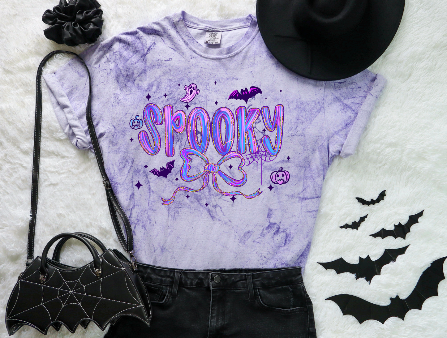 Spooky (purple color blast)-Graphic Tee- Simply Simpson's Boutique is a Women's Online Fashion Boutique Located in Jupiter, Florida