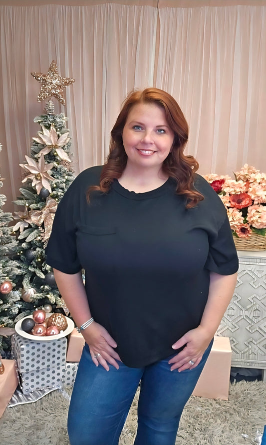 Andree by Unit Ribbed Pocket Tee-100 Short Sleeves- Simply Simpson's Boutique is a Women's Online Fashion Boutique Located in Jupiter, Florida