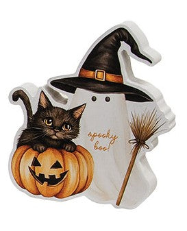 Spooky Boo Wooden Cat Sitter Block-290 Home/Gift- Simply Simpson's Boutique is a Women's Online Fashion Boutique Located in Jupiter, Florida