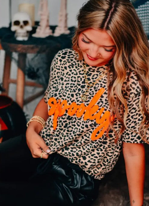 Spooky Bleached Leopard Tee-140 Graphic Tees- Simply Simpson's Boutique is a Women's Online Fashion Boutique Located in Jupiter, Florida