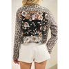 Veveret Leopard in Bloom Denim Jacket