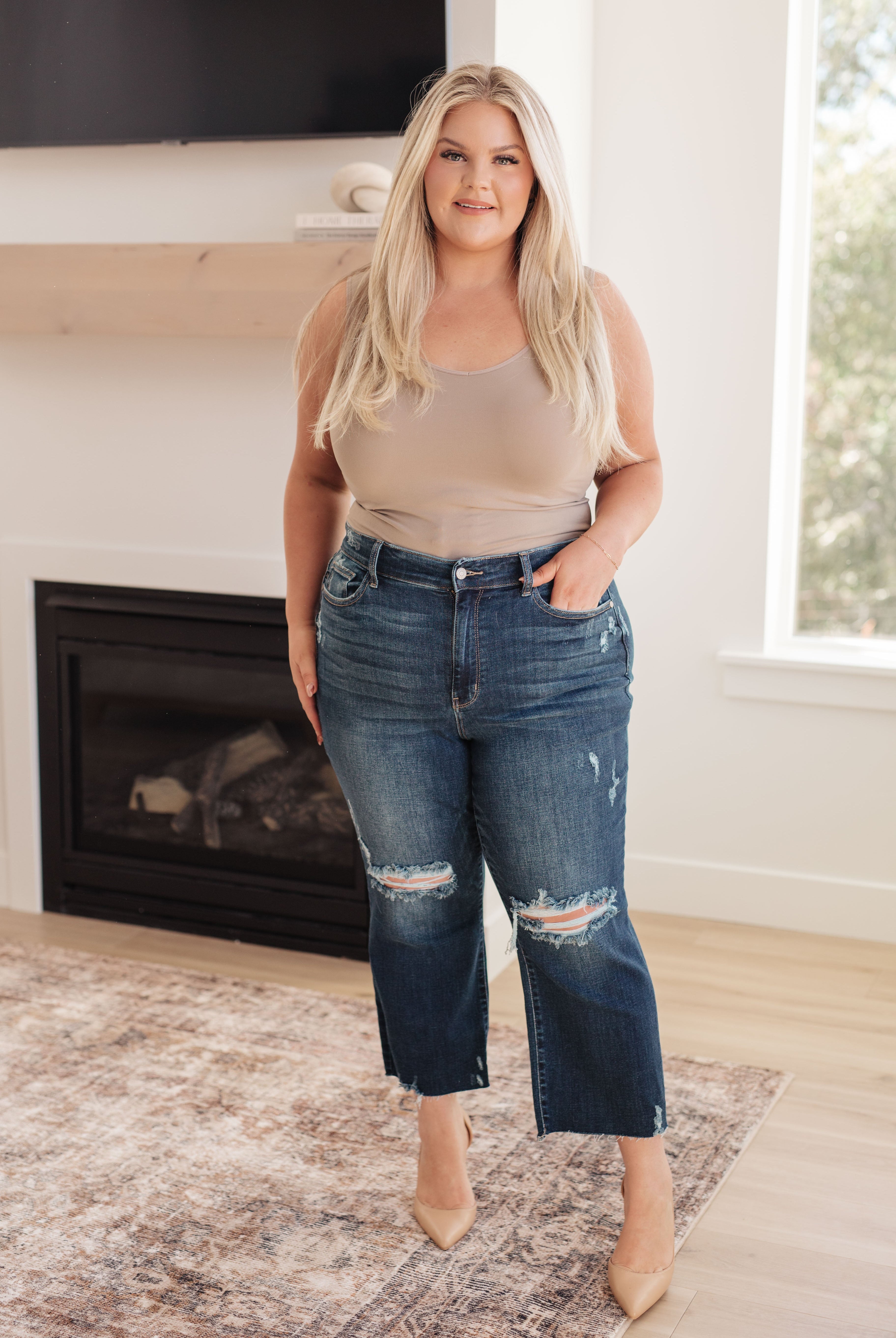 Whitney High Rise Distressed Wide Leg Crop Jeans-Jeans- Simply Simpson's Boutique is a Women's Online Fashion Boutique Located in Jupiter, Florida
