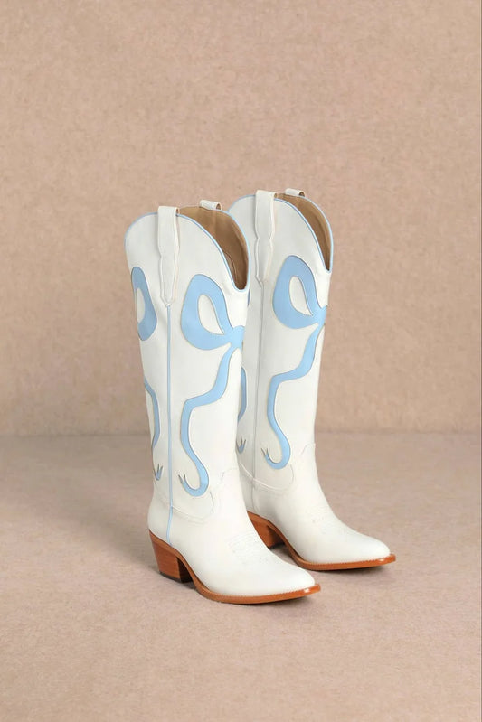 Tall Baby Blue Bow Boots-260 Shoes- Simply Simpson's Boutique is a Women's Online Fashion Boutique Located in Jupiter, Florida
