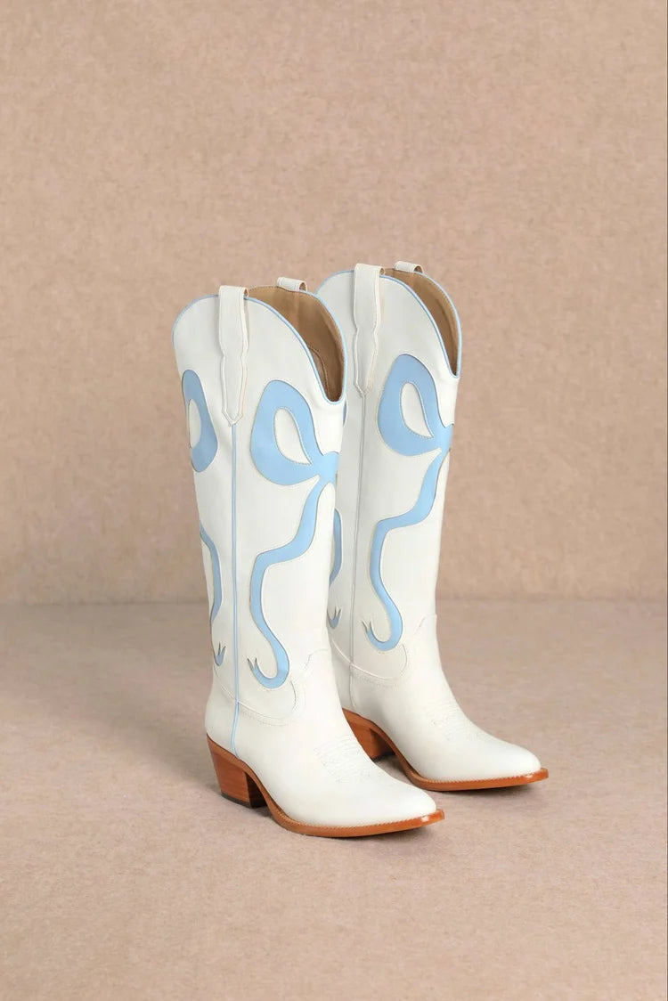 Tall Baby Blue Bow Boots-260 Shoes- Simply Simpson's Boutique is a Women's Online Fashion Boutique Located in Jupiter, Florida