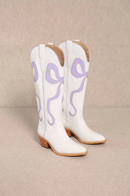 Lavender Tall Bow Boots-260 Shoes- Simply Simpson's Boutique is a Women's Online Fashion Boutique Located in Jupiter, Florida