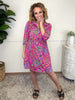 Dear Scarlett Hot Pink Dreams 3/4 Sleeve Dress-240 Dresses- Simply Simpson's Boutique is a Women's Online Fashion Boutique Located in Jupiter, Florida