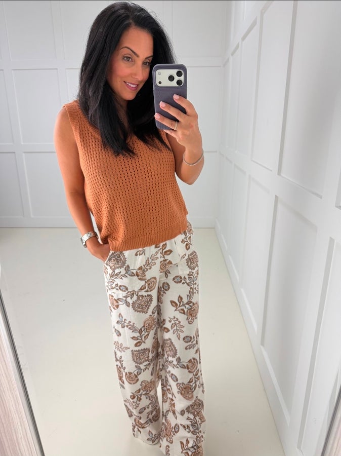 Ella Caramel Open Knit Top- Simply Simpson's Boutique is a Women's Online Fashion Boutique Located in Jupiter, Florida
