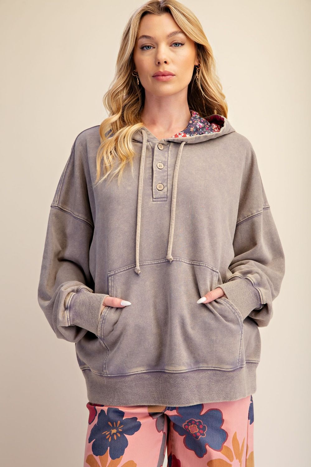 Grey Peace, Love & Patchwork Hoodie-160 Sweatshirts- Simply Simpson's Boutique is a Women's Online Fashion Boutique Located in Jupiter, Florida