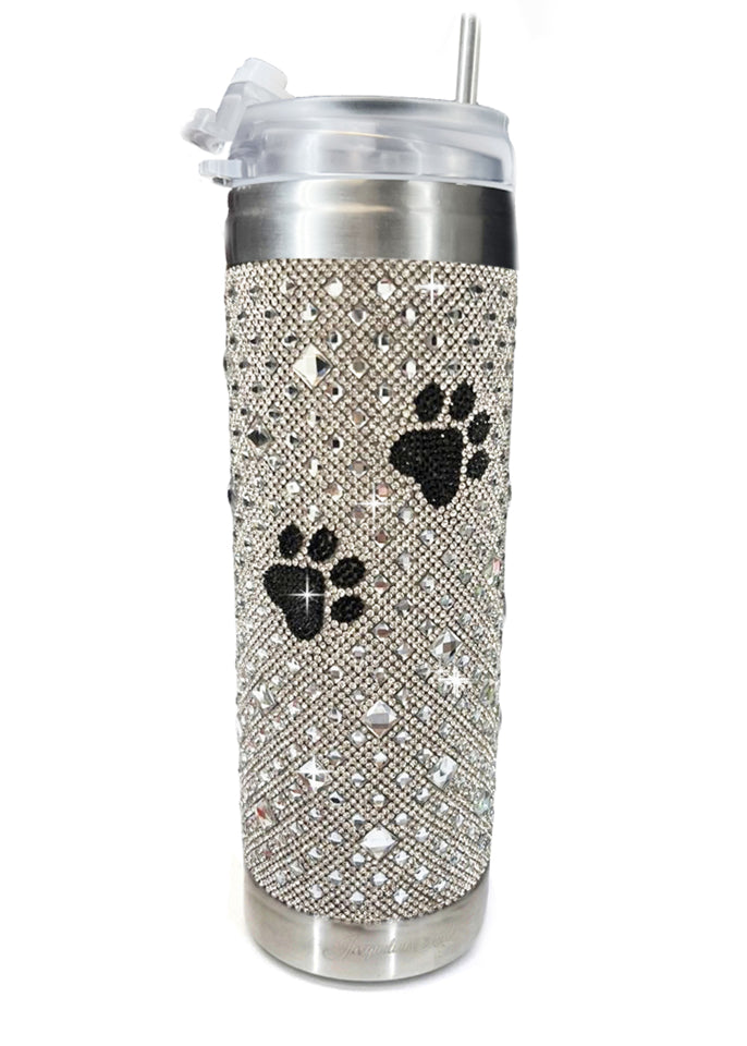 DIAMONDS IN THE RUFF TUMBLER AB WITH BLACK PAWS-TUMBLERS- Simply Simpson's Boutique is a Women's Online Fashion Boutique Located in Jupiter, Florida