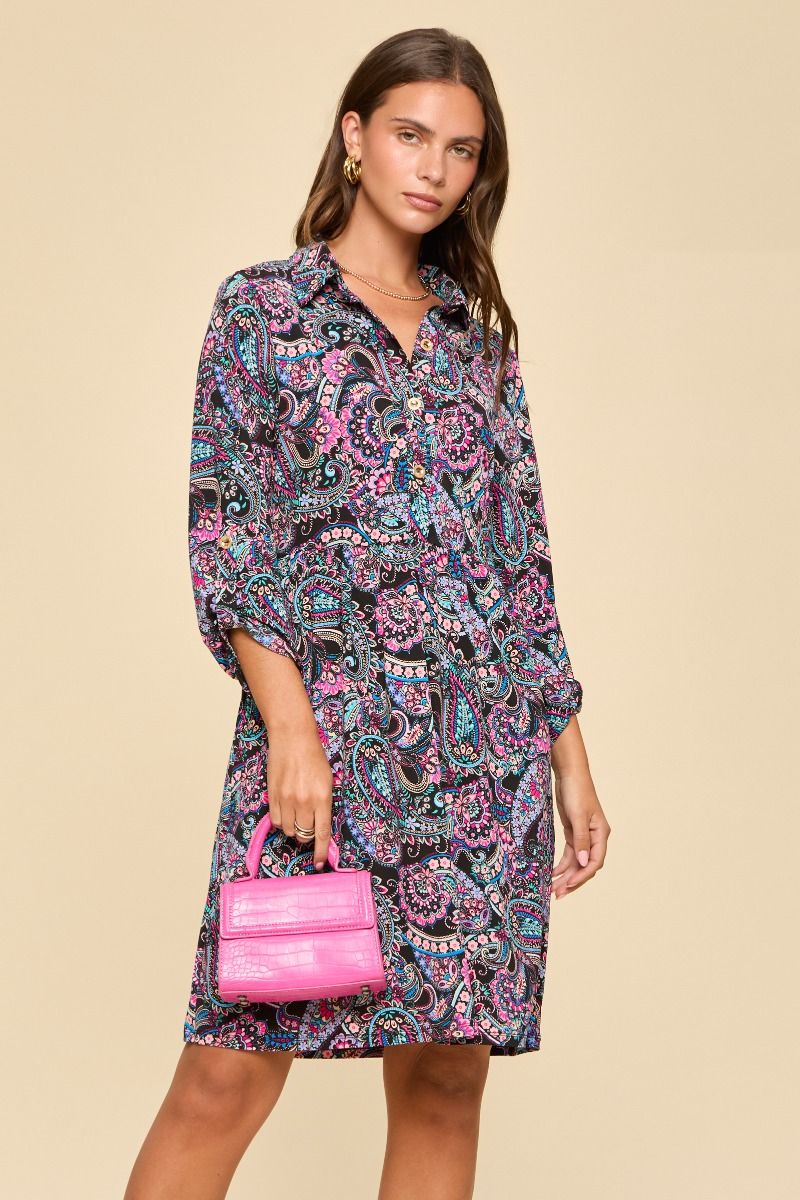 Dear Scarlett Midnight Paisley Dress-240 Dresses- Simply Simpson's Boutique is a Women's Online Fashion Boutique Located in Jupiter, Florida