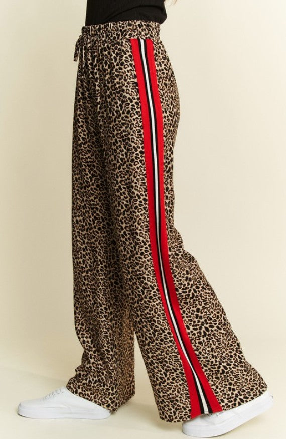 Leopard Trouser Red Side Panel Pants-210 Other Bottoms- Simply Simpson's Boutique is a Women's Online Fashion Boutique Located in Jupiter, Florida