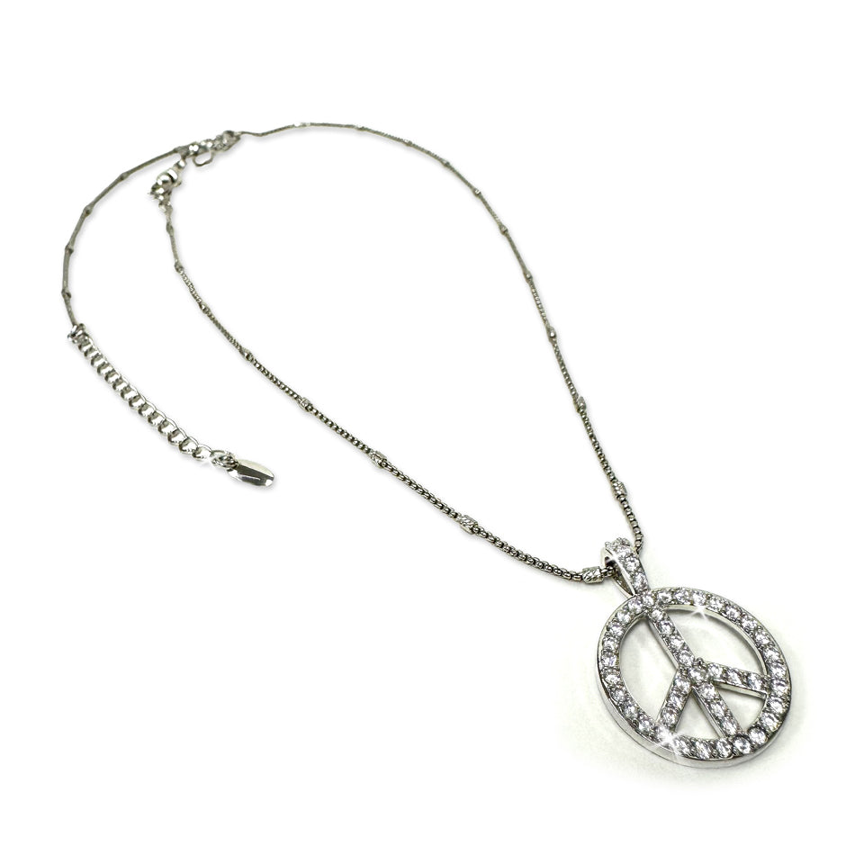 NECKLACE PEACE SIGN SILVER-NECKLACES & SETS- Simply Simpson's Boutique is a Women's Online Fashion Boutique Located in Jupiter, Florida