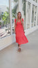 Coral Flutter Sleeve Midi Dress