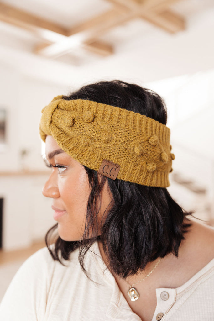 Pom Knit Head Wrap in Mustard-Accessories- Simply Simpson's Boutique is a Women's Online Fashion Boutique Located in Jupiter, Florida