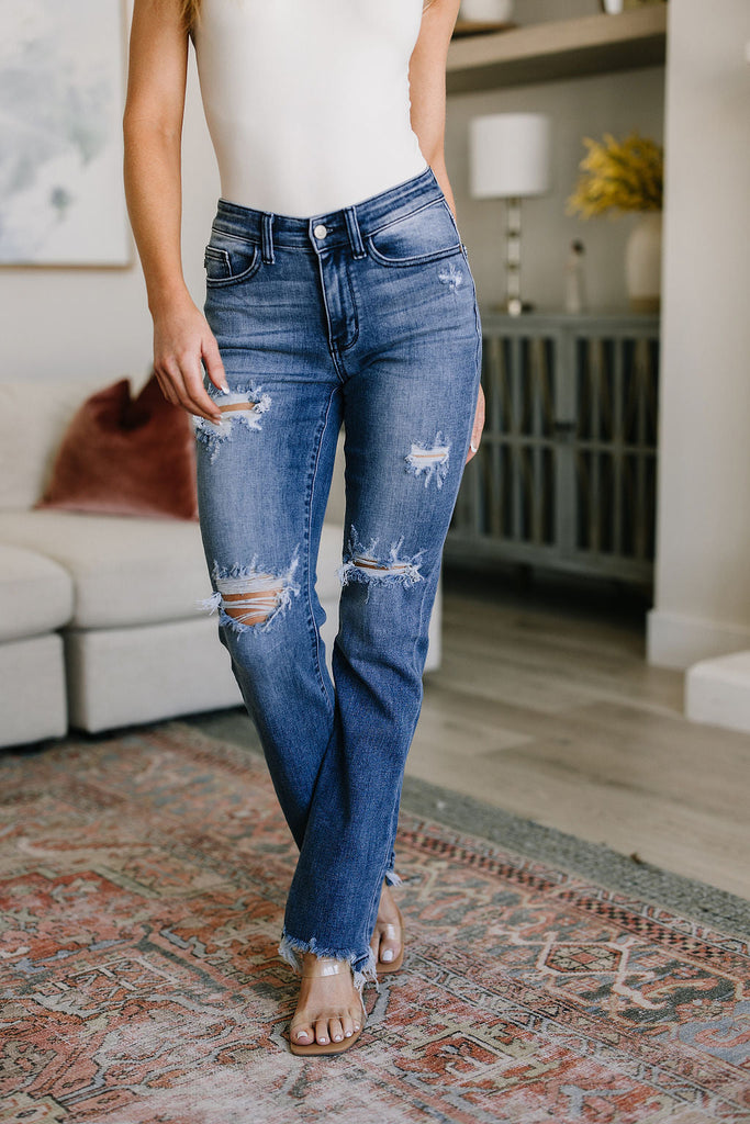 O'Hara Destroyed Straight Jeans-Jeans- Simply Simpson's Boutique is a Women's Online Fashion Boutique Located in Jupiter, Florida