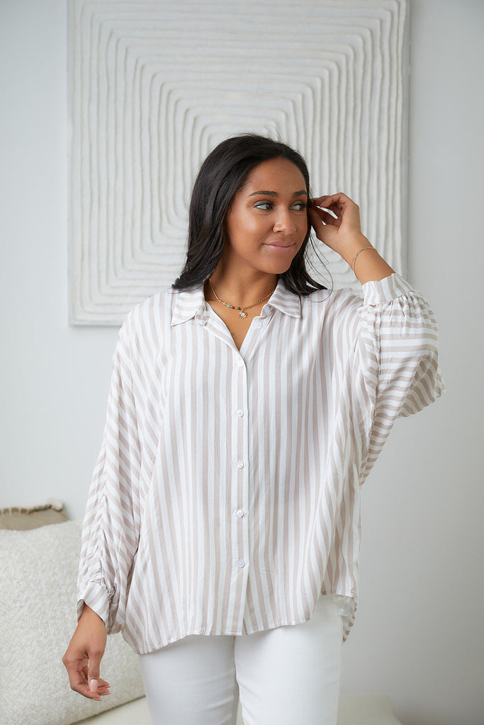 High Standards Striped Button Down-Long Sleeves- Simply Simpson's Boutique is a Women's Online Fashion Boutique Located in Jupiter, Florida