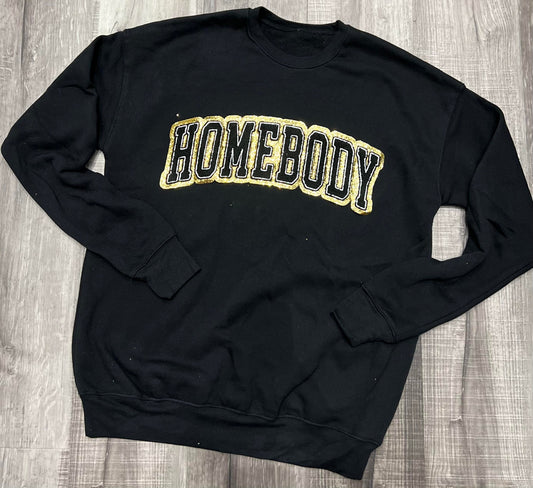 HOMEBODY Chenille Patch Sweatshirt-Graphic Tee- Simply Simpson's Boutique is a Women's Online Fashion Boutique Located in Jupiter, Florida