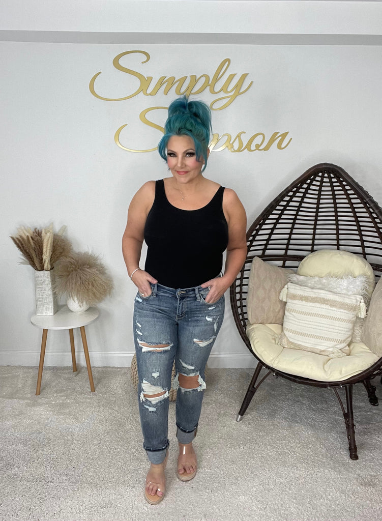 Judy Blue Distressed Boyfriend Jeans-Jeans- Simply Simpson's Boutique is a Women's Online Fashion Boutique Located in Jupiter, Florida