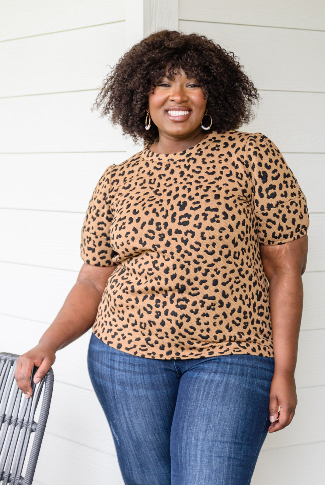 Spotted Animal Print Blouse-Short Sleeves- Simply Simpson's Boutique is a Women's Online Fashion Boutique Located in Jupiter, Florida