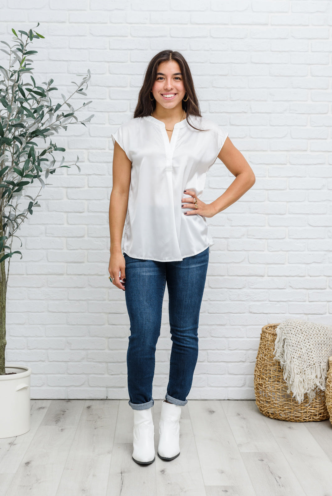 Isn't It Ironic Top In White-Short Sleeves- Simply Simpson's Boutique is a Women's Online Fashion Boutique Located in Jupiter, Florida