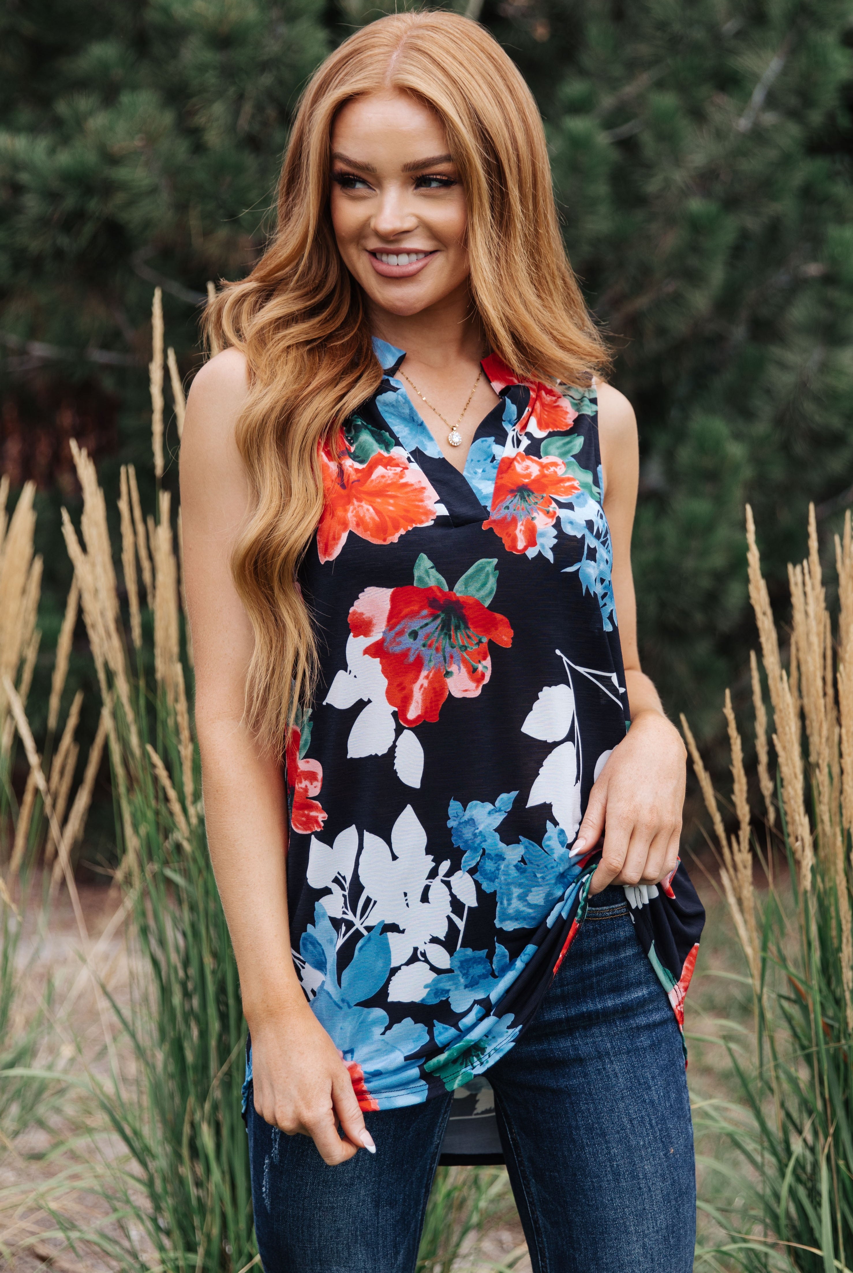 A Rose By Any Other Name Sleeveless Top-Shirts & Tops- Simply Simpson's Boutique is a Women's Online Fashion Boutique Located in Jupiter, Florida