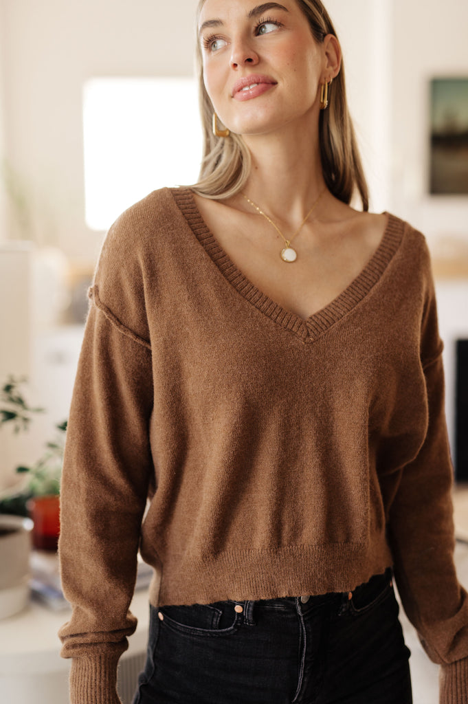 Back to Life V-Neck Sweater in Mocha-Womens- Simply Simpson's Boutique is a Women's Online Fashion Boutique Located in Jupiter, Florida
