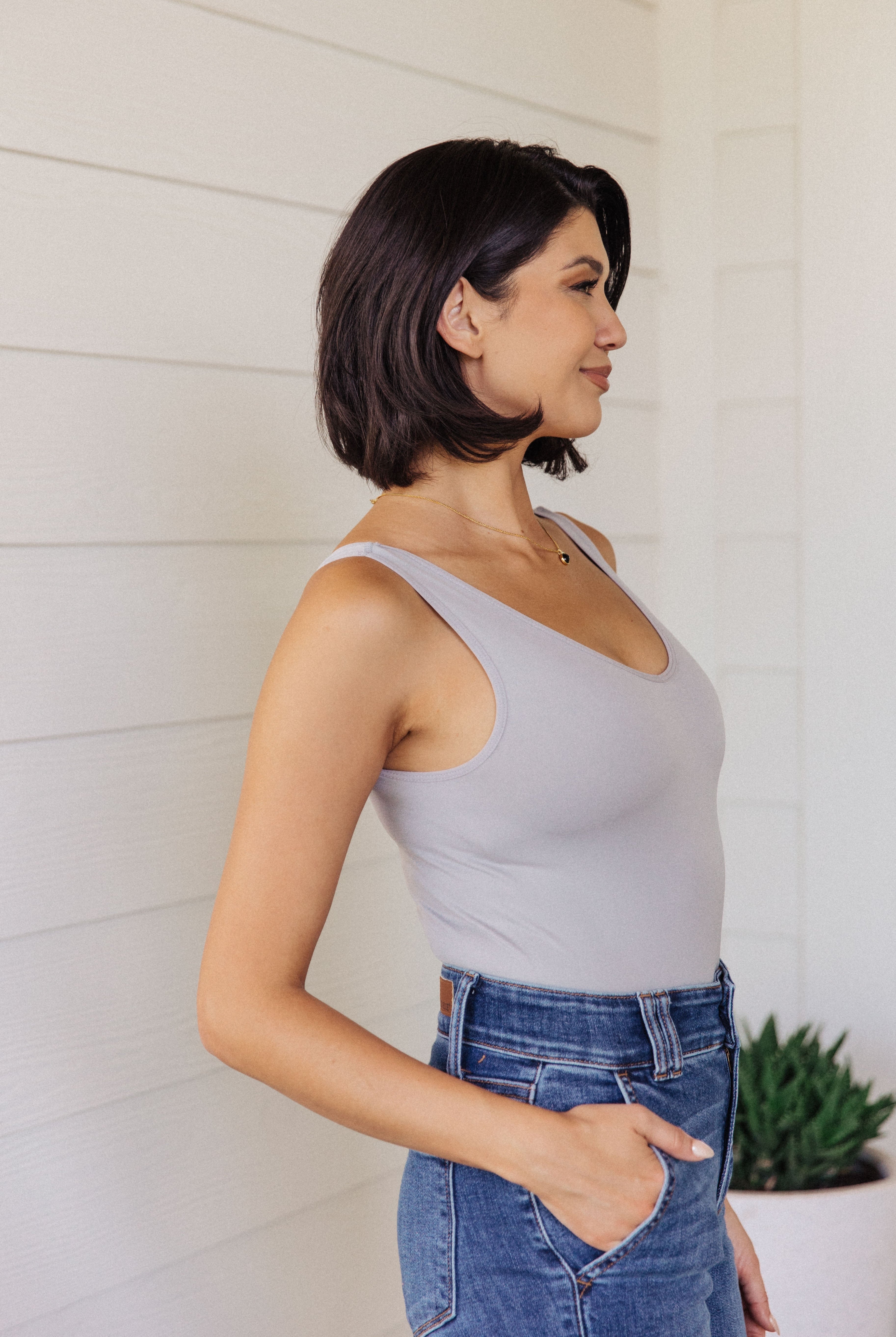 Basics Bodysuit in Grey-Shirts & Tops- Simply Simpson's Boutique is a Women's Online Fashion Boutique Located in Jupiter, Florida