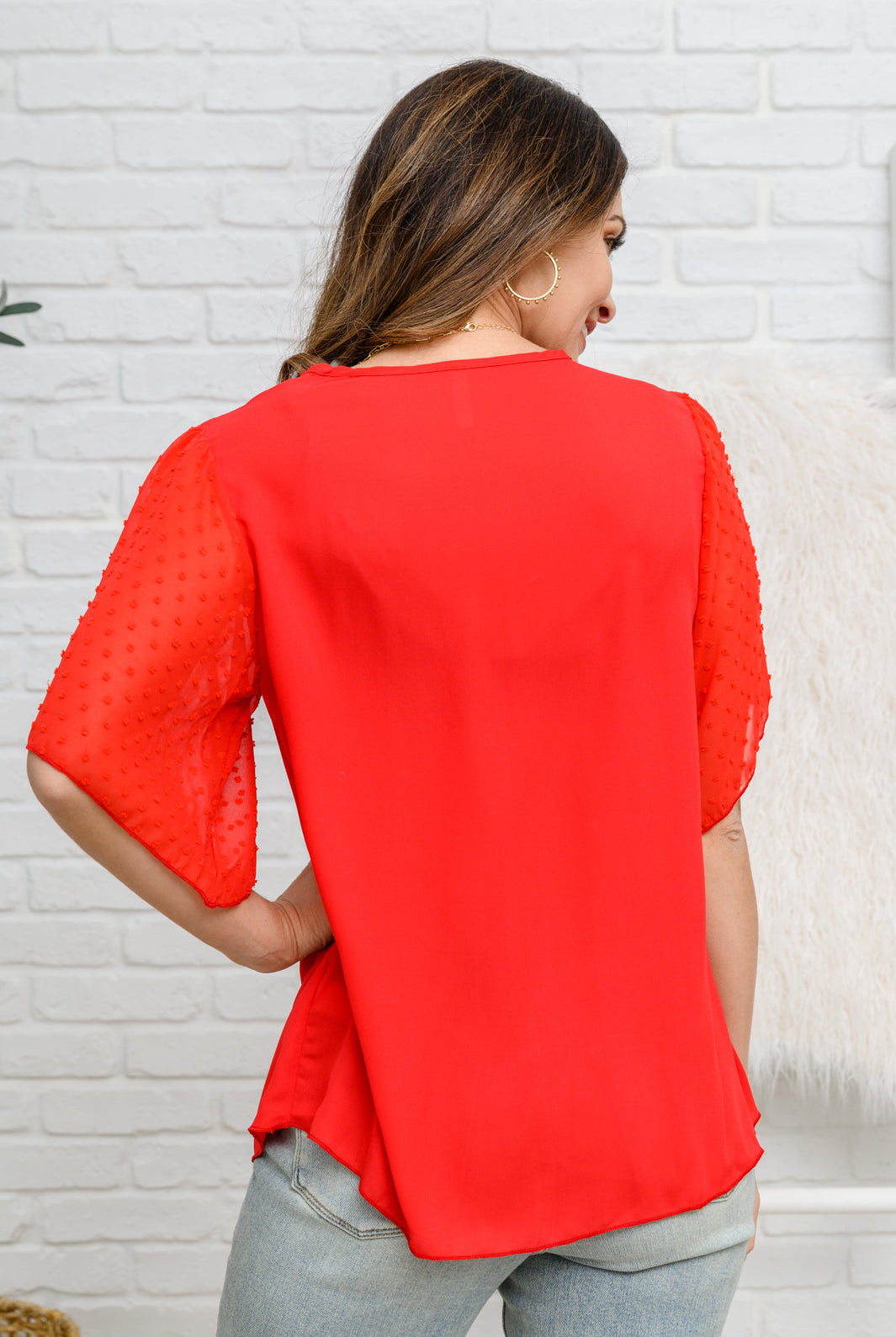 Best Of My Love Short Sleeve Blouse In Red-Short Sleeves- Simply Simpson's Boutique is a Women's Online Fashion Boutique Located in Jupiter, Florida