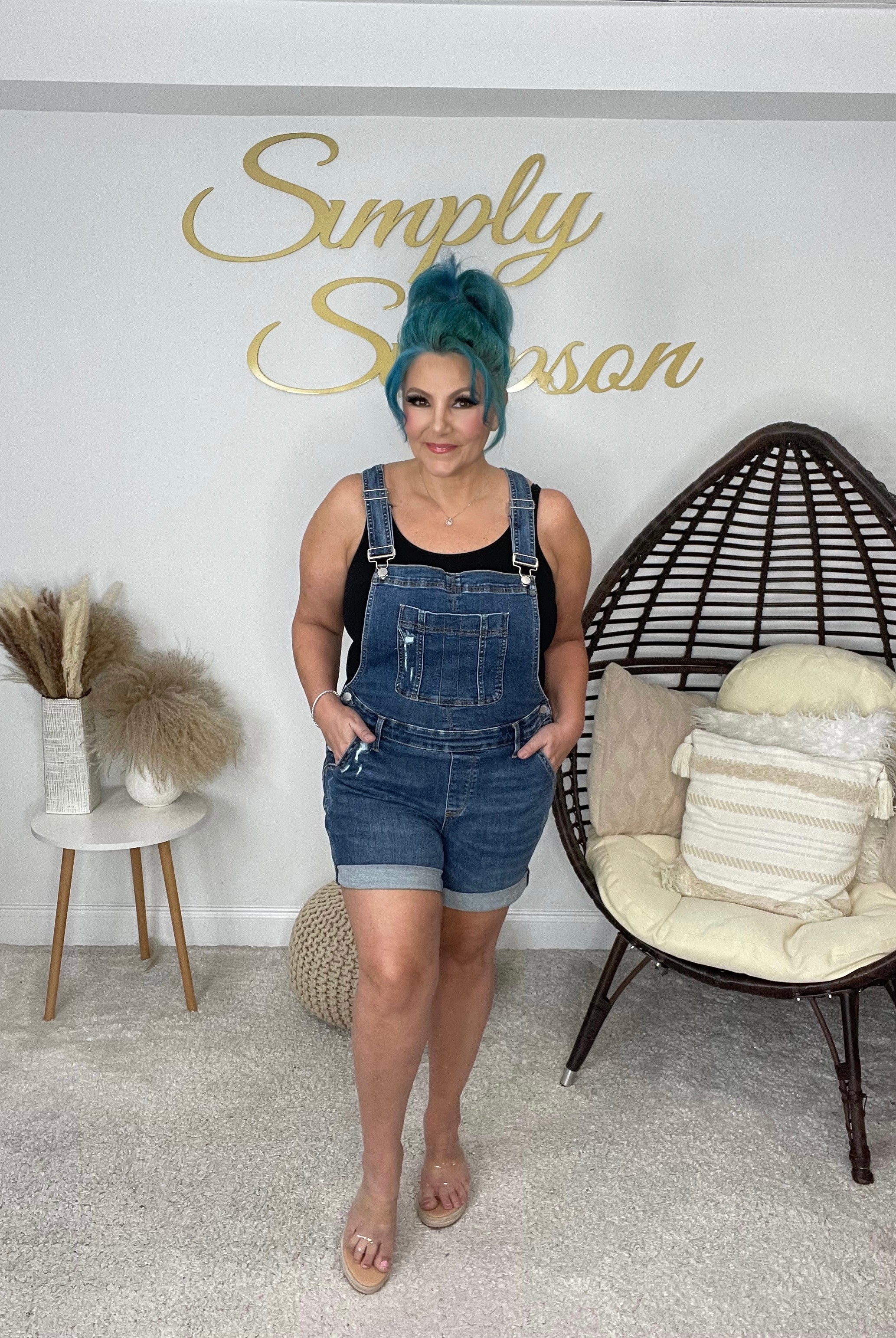 Judy Blue Dark Wash Overall Shorts-Overalls- Simply Simpson's Boutique is a Women's Online Fashion Boutique Located in Jupiter, Florida