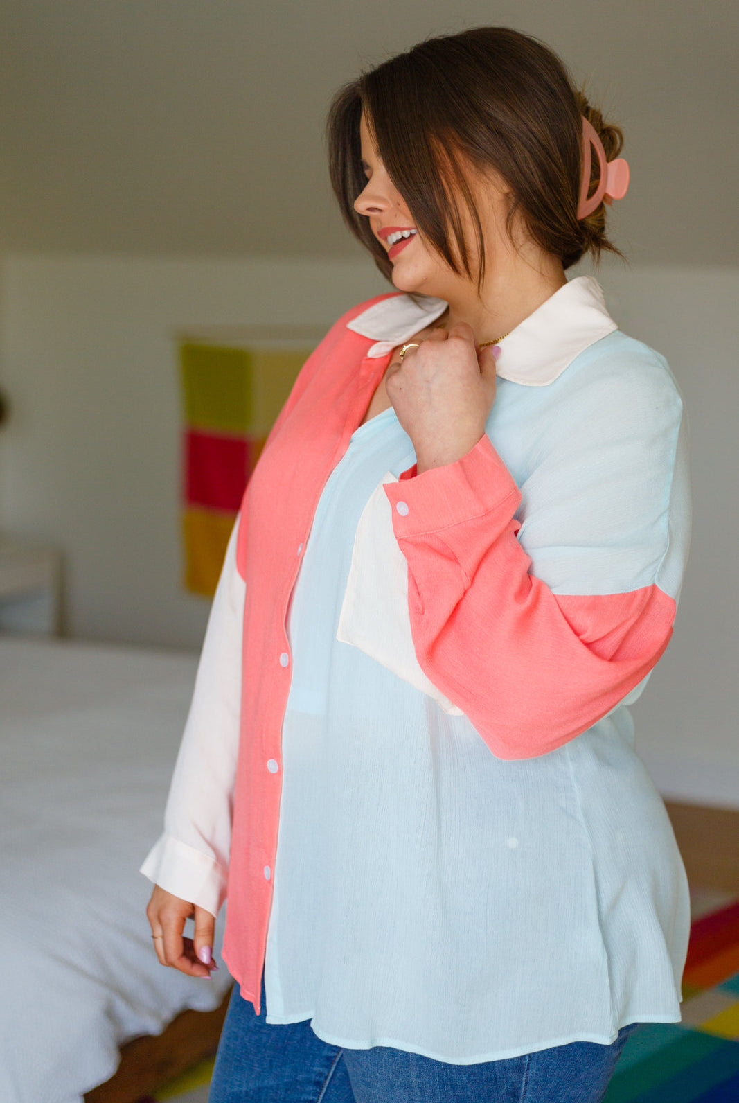 Capture The Day Two Toned Button Up-Outerwear- Simply Simpson's Boutique is a Women's Online Fashion Boutique Located in Jupiter, Florida