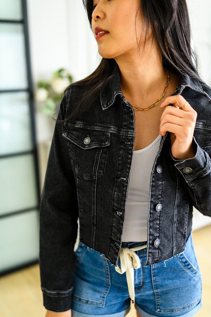 Charlie Cropped Denim Jacket-Outerwear- Simply Simpson's Boutique is a Women's Online Fashion Boutique Located in Jupiter, Florida