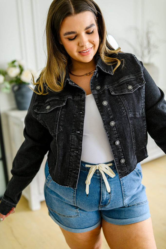 Charlie Cropped Denim Jacket-Outerwear- Simply Simpson's Boutique is a Women's Online Fashion Boutique Located in Jupiter, Florida