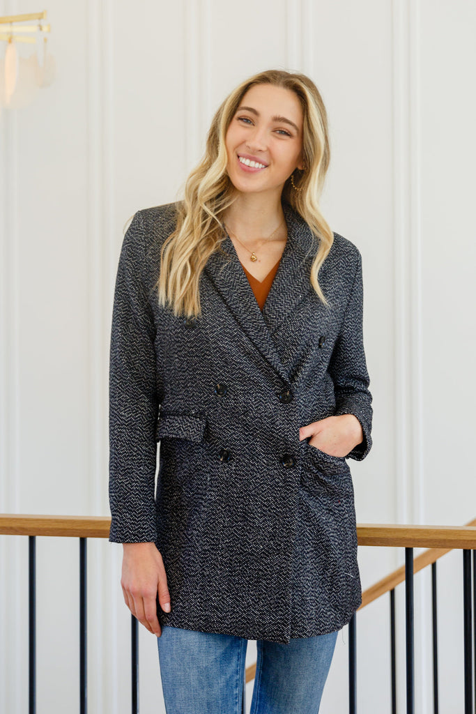 Chic Upon Arrival Button Down Blazer Jacket In Black-Outerwear- Simply Simpson's Boutique is a Women's Online Fashion Boutique Located in Jupiter, Florida